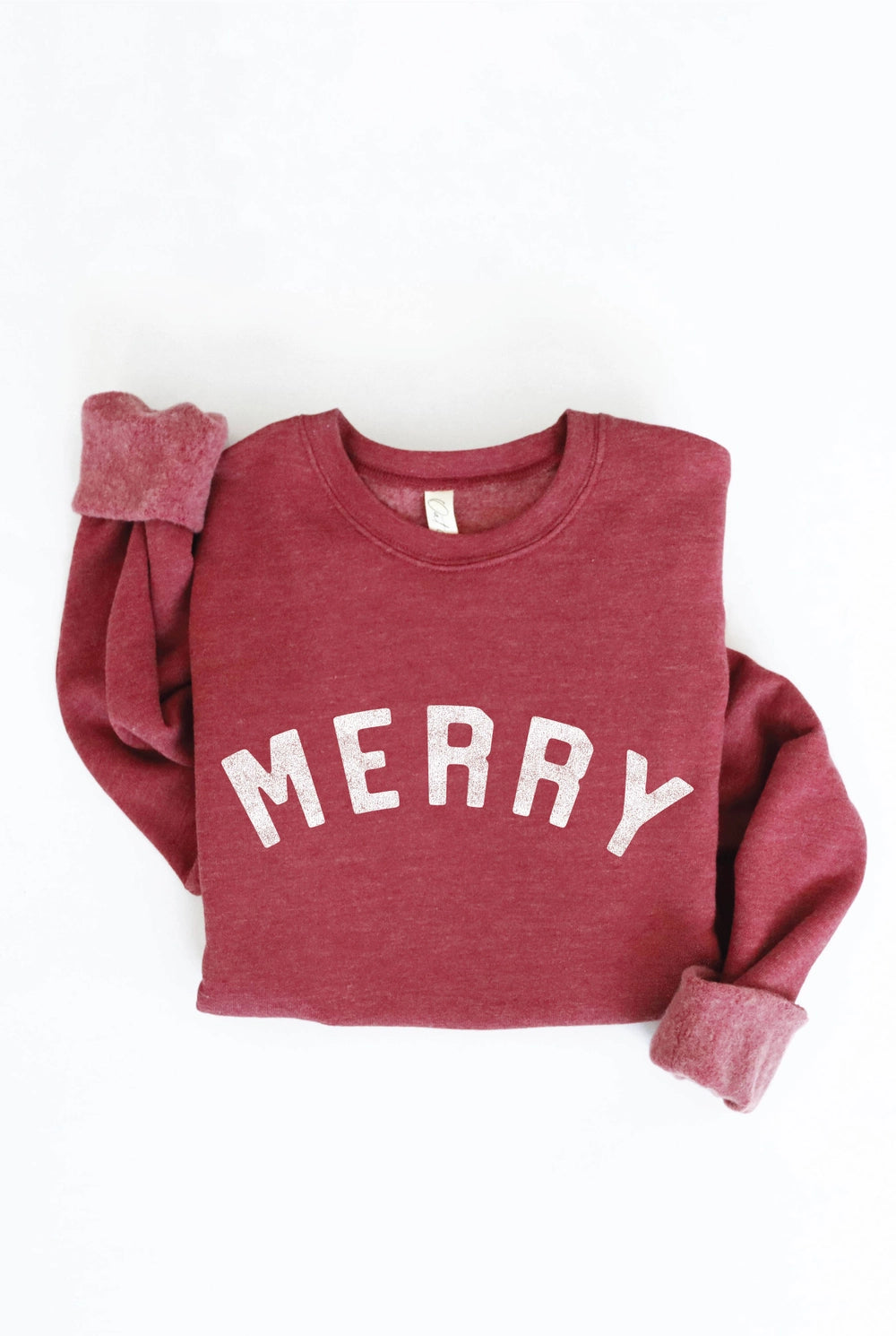 Oat Collective Women's MERRY Graphic Sweatshirt in Maroon Purple Owl