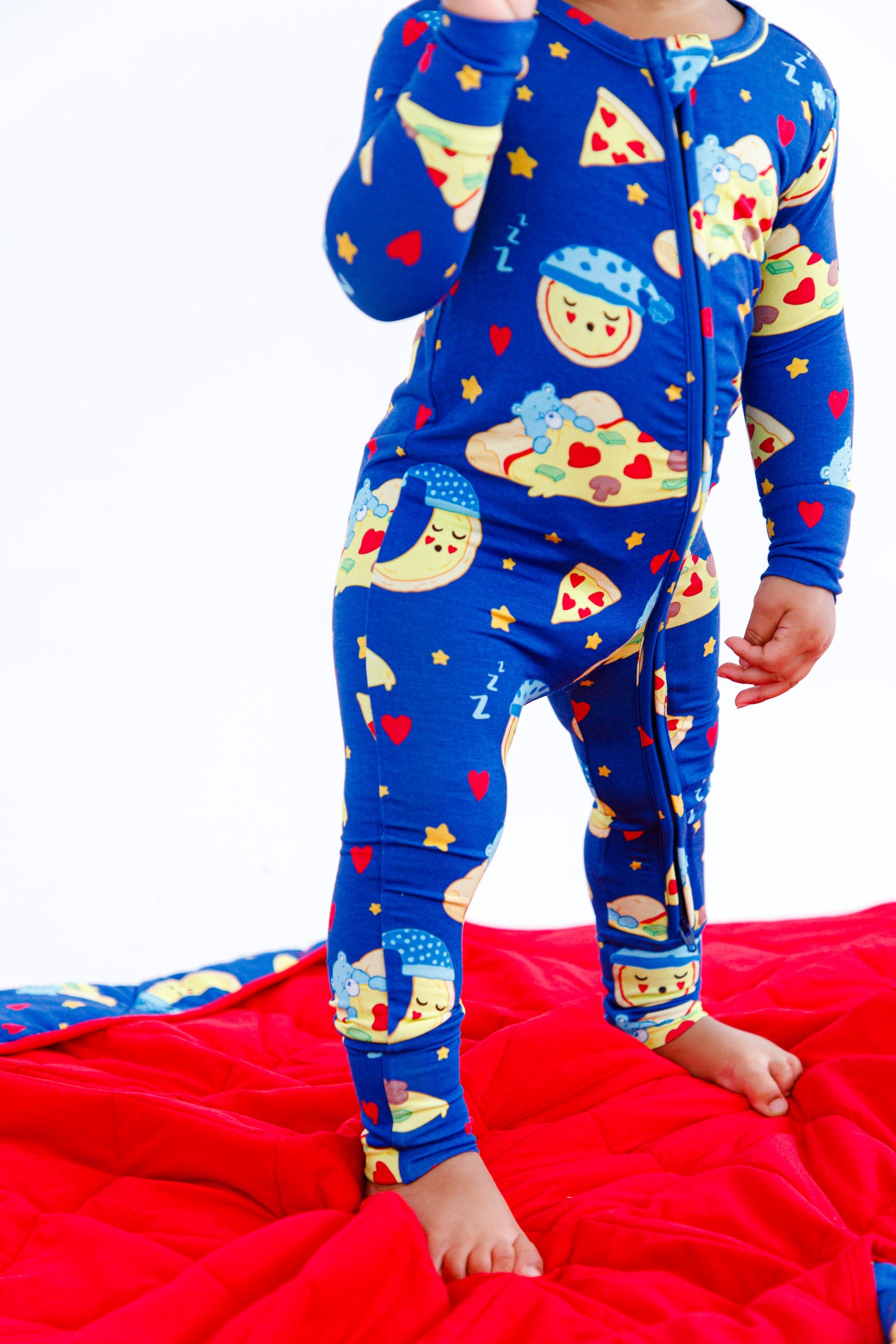 Shop Birdie Bean Care Bears™ Bedtime Pizza Print Convertible Baby Romper at Purple Owl Boutique