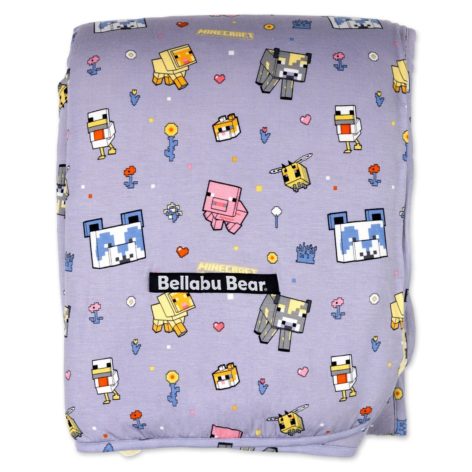 Bellabu Bear Minecraft Pixel Pals Bamboo Sherpa Blanket Purple