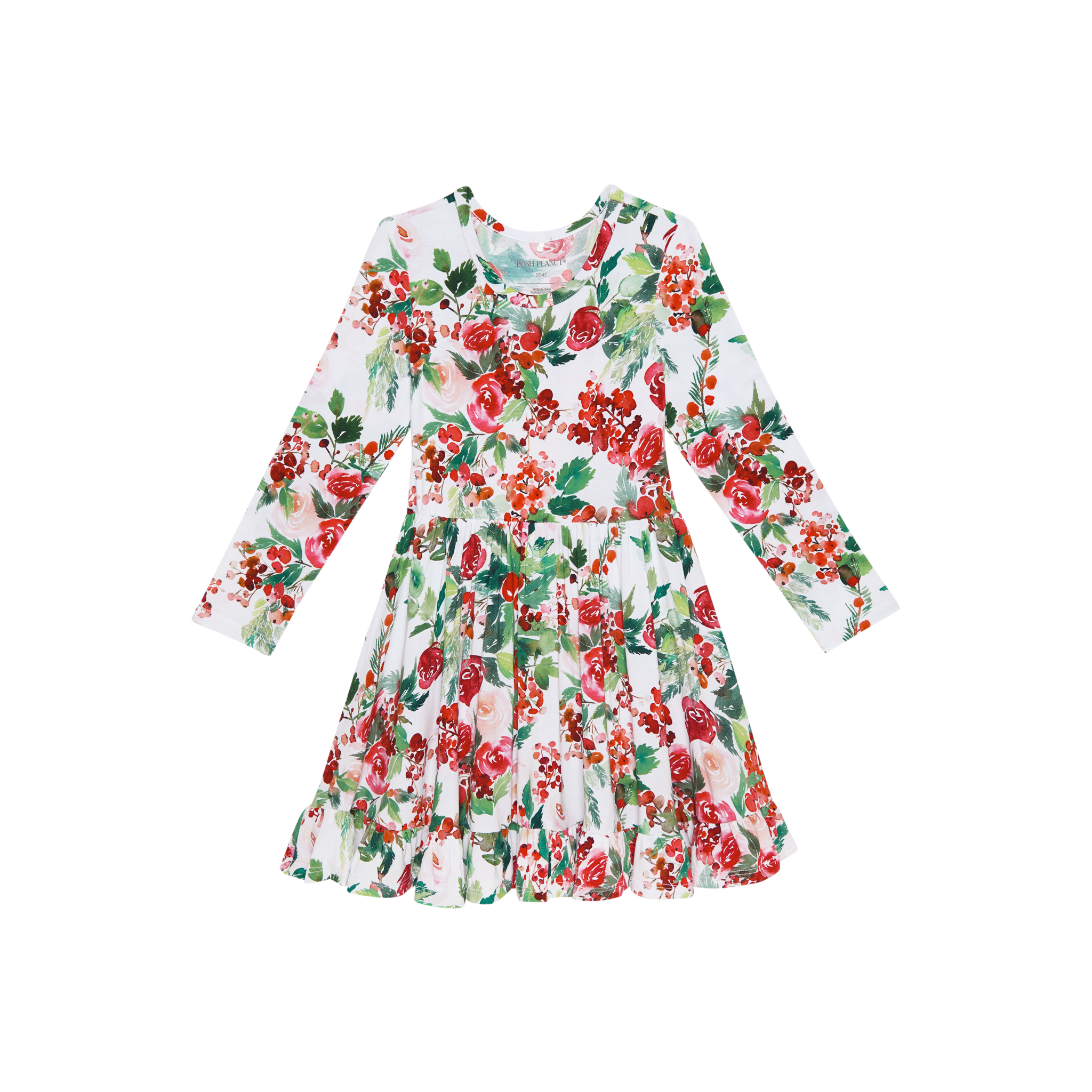 Posh Peanut Long Sleeve Ruffled Twirl Dress in Beatrix