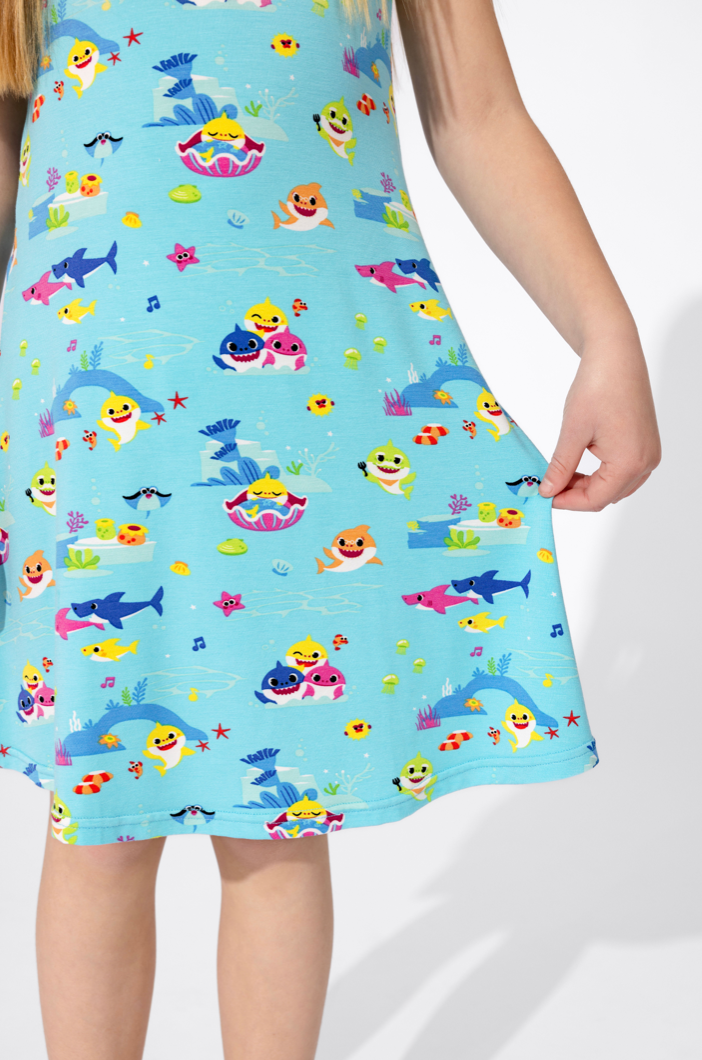Shop Bellabu Bear x Baby Shark Bamboo Girl's Sleeveless Tank Dress at Purple Owl Boutique
