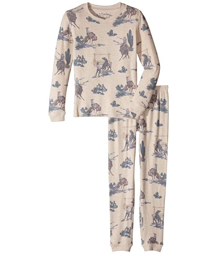 PJ Salvage Cowboy Western Pyjama Set Wanted Oatmeal Purple Owl Boutique