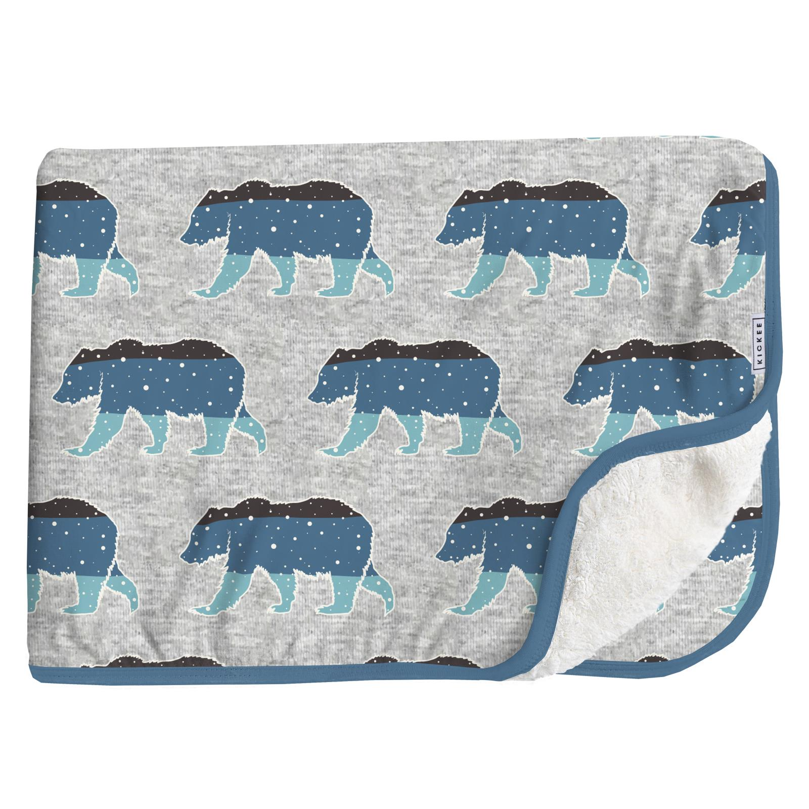 KicKee Pants Road Trip Print SherpaLined Throw Blanket in Heather Mis
