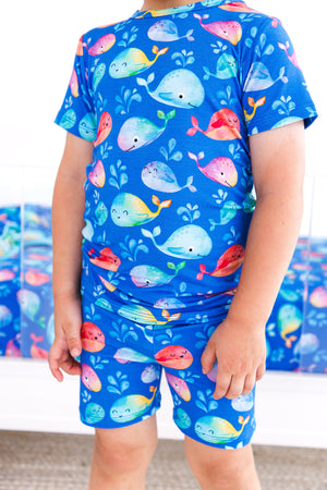 Birdie Bean Moby Whales 2-piece Short Sleeve Kids Pajamas with Shorts