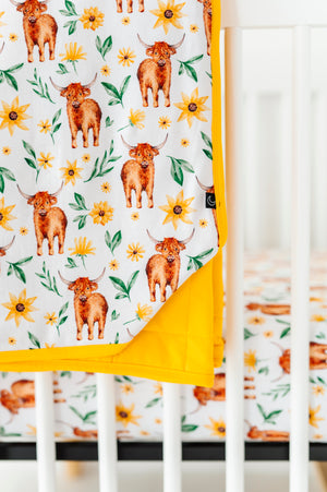 Shop The Sleepy Sloth Charlotte Highland Cows Print Toddler Blankie Blanket at Purple Owl Boutique