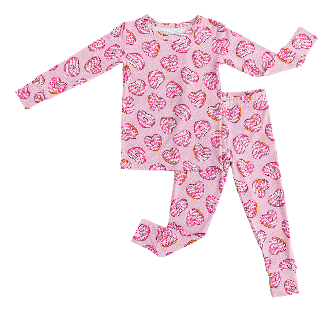 Birdie Bean Valentine's Day Emma Pink Heart Donuts 2-piece Pajamas