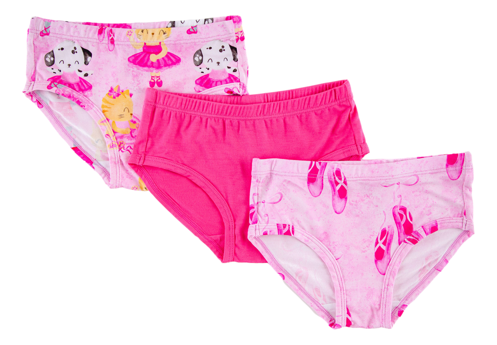 Birdie Bean 3 Pack Girls Panty Set - Underwear Set in Cassie Ballet