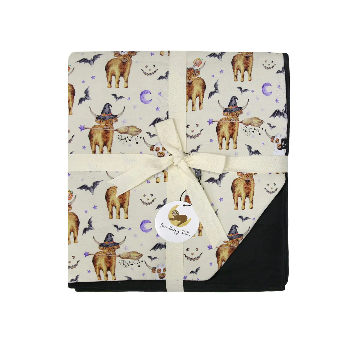 Shop The Sleepy Sloth Moo Boo Crew Highland Cow Halloween Print Toddler Blankie Blanket at Purple Owl Boutique