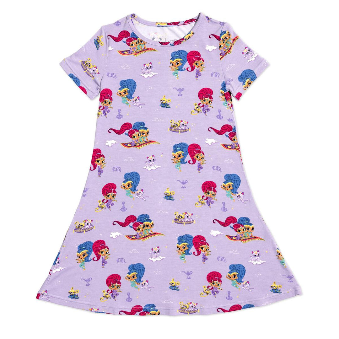 Bellabu Bear Shimmer and Shine Bamboo Girls' Short Sleeve Dress | Purple Owl Boutique Bellabu Bear Shimmer and Shine Bamboo Girls' Short Sleeve Dress | Purple Owl Boutique