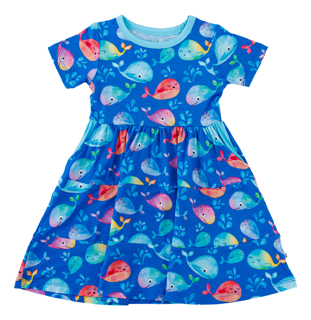 Birdie Bean Moby Whale Print Girls Birdie Dress | Purple Owl Boutique