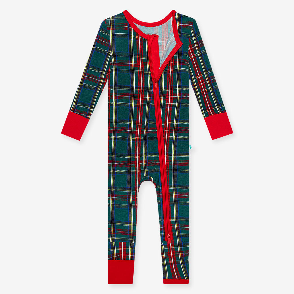 Posh Peanut Convertible Romper Zippered One Piece in Tartan Plaid