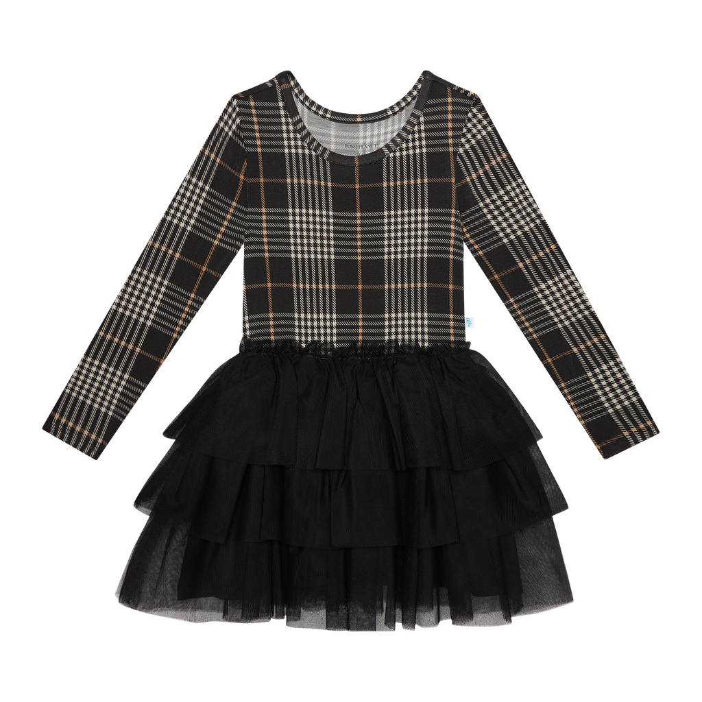 Posh Peanut Long Sleeve Girls Tulle Dress in Sanders
