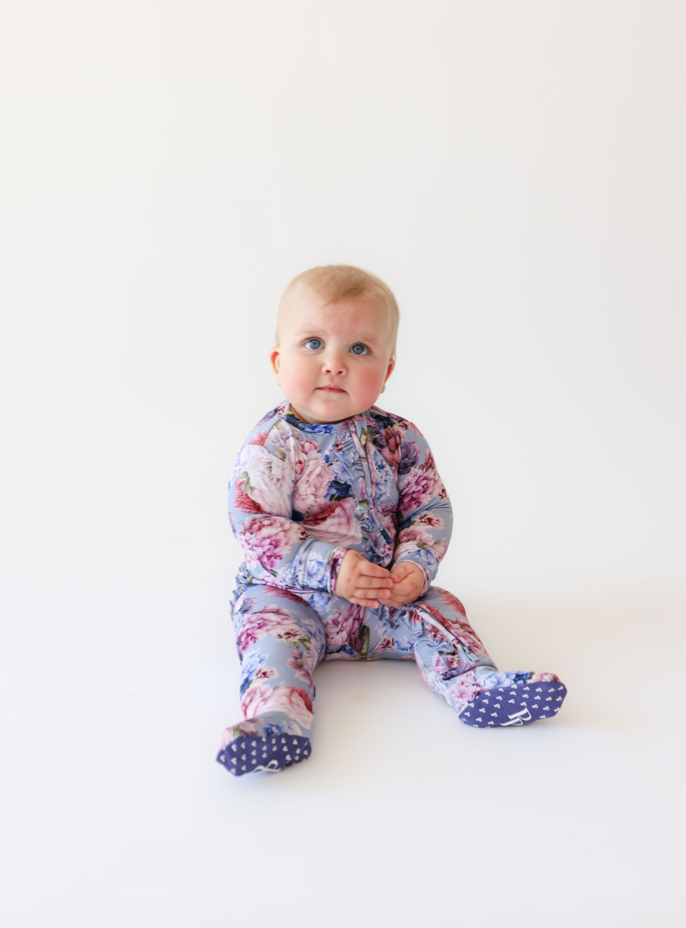 Posh Peanut Baby Footie Ruffled Zippered One Piece in Annie