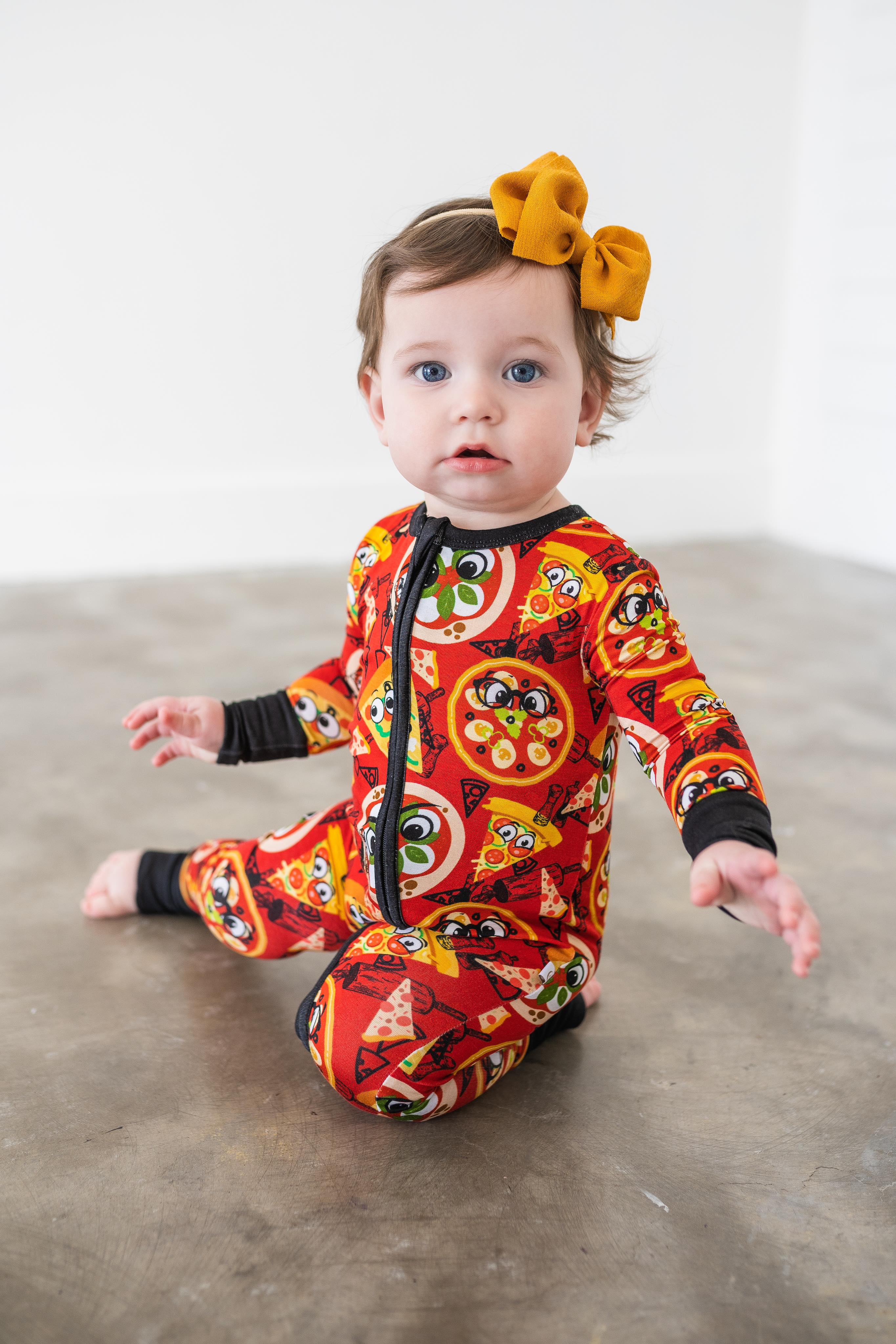 Snuggle Bums Slice Slice Baby Pizza Zip Convertible Romper Purple Owl